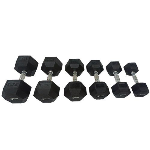 S-SPORT Hatszögletű gumis kézisúlyzó, 25 kg