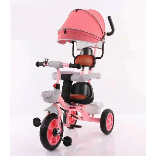 Szülőkormányos tricikli tetővel QX ECONOMY PINK-Sportsarok