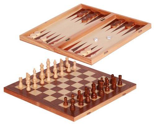 Sakk + Backgammon (nagy), fa 32 cm