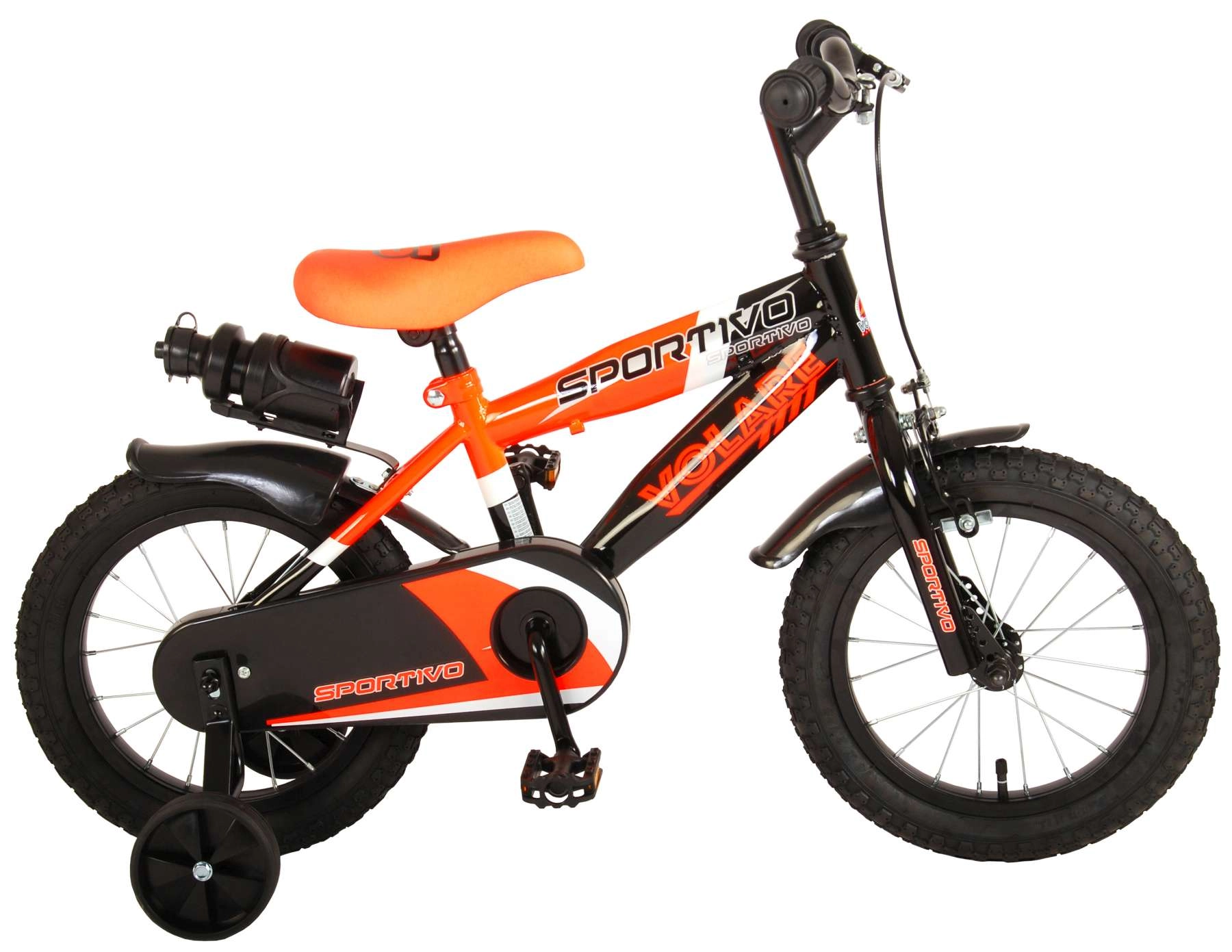 Volare Sportivo narancssárga/fekete gyerek bicikli, 14 colos, 95%-ban összeszerelve