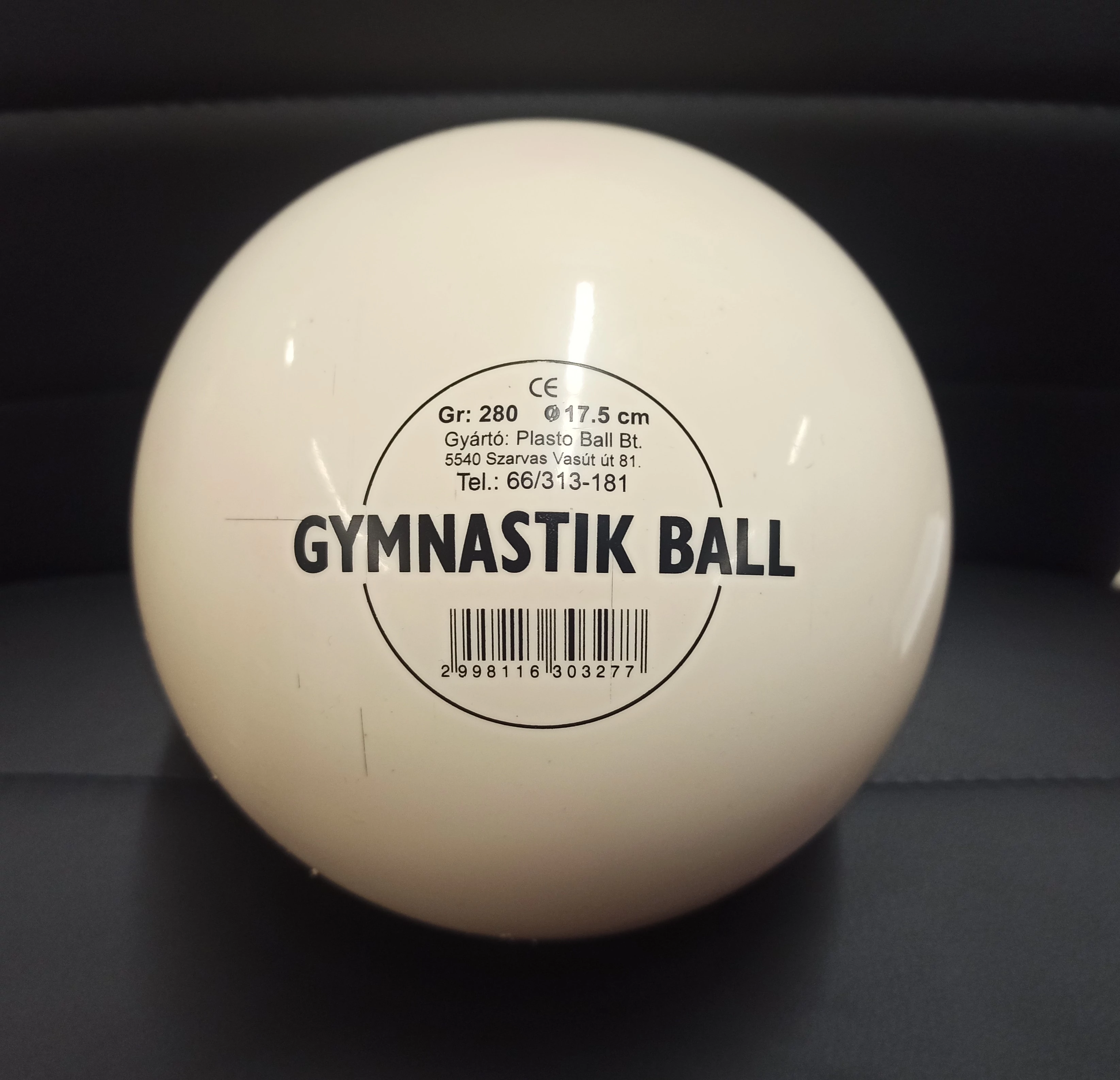 Gimnasztikai / ritmika labda Fehér 17,5 cm PLASTO